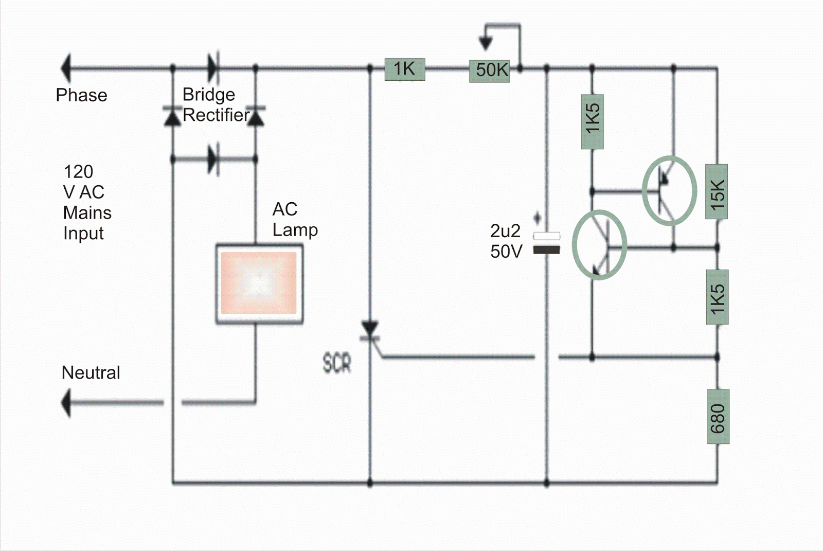 Electronics Projects: 120 VAC Lamp Dimmer Circuit