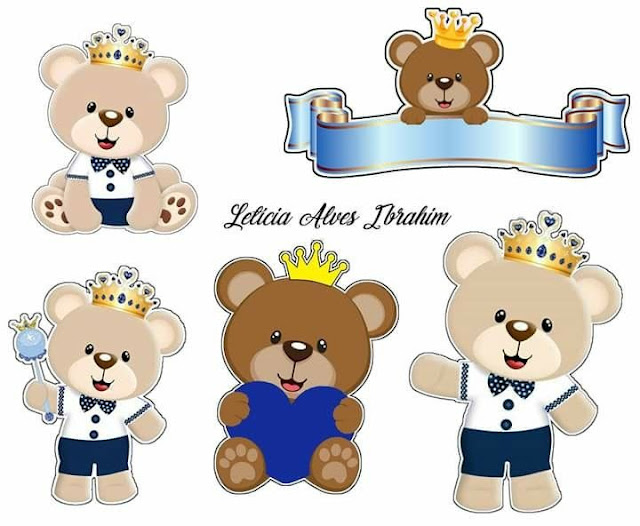 Baby Bear Prince in Blue: Free Printable Cake Toppers.