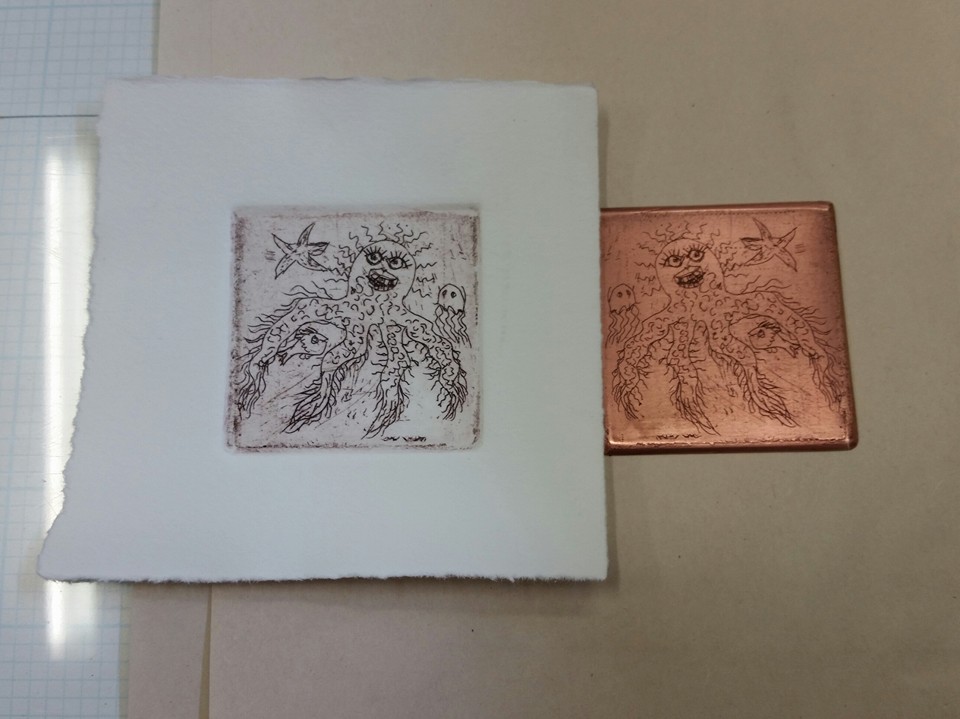 Student Images from my Acrylic Resist Etching Class