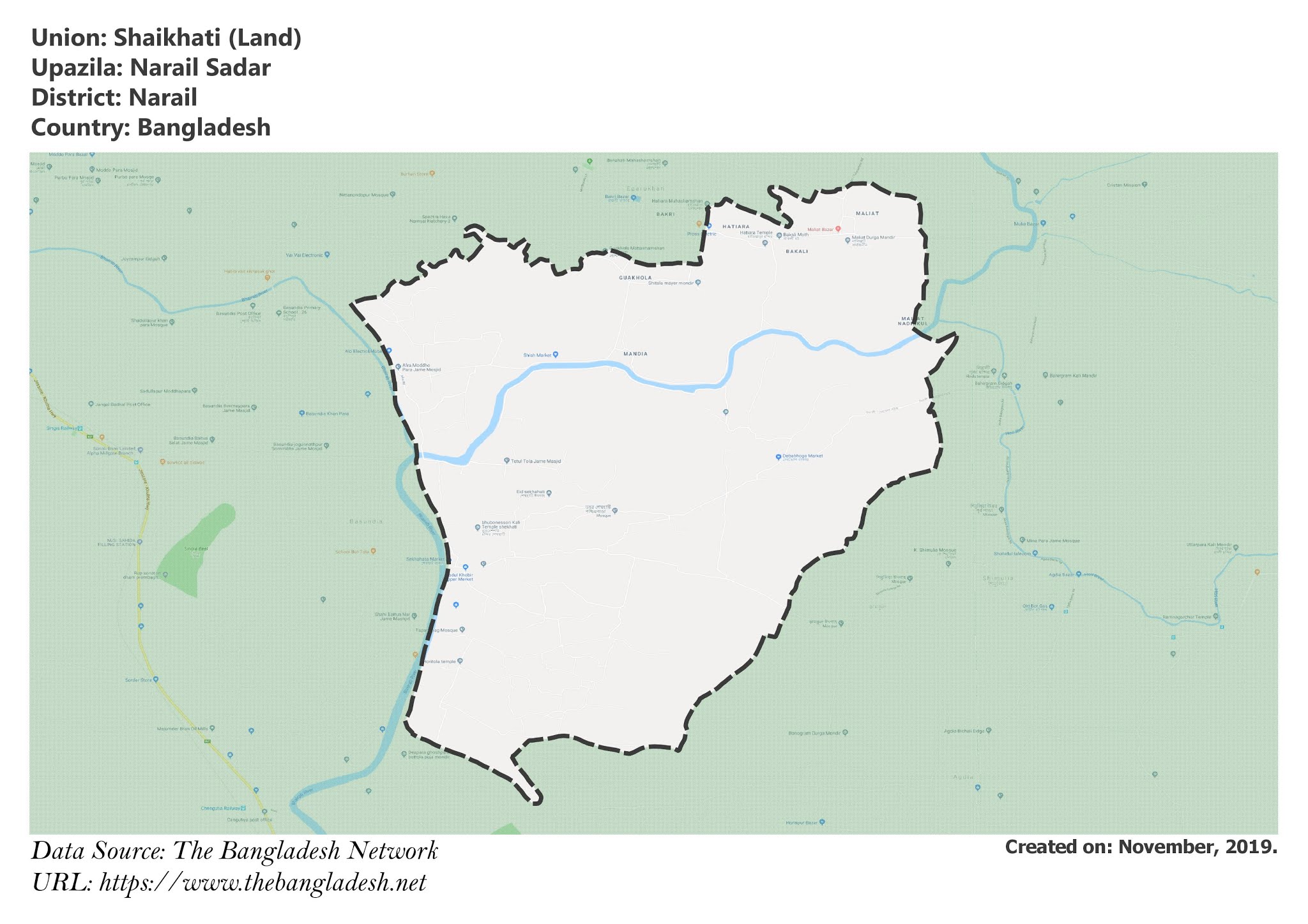 Map of Shaikhati of Narail Sadar Upazila Map of Shaikhati of Narail, Bangladesh.