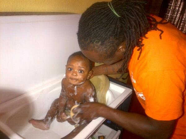 terry g bathes baby boy