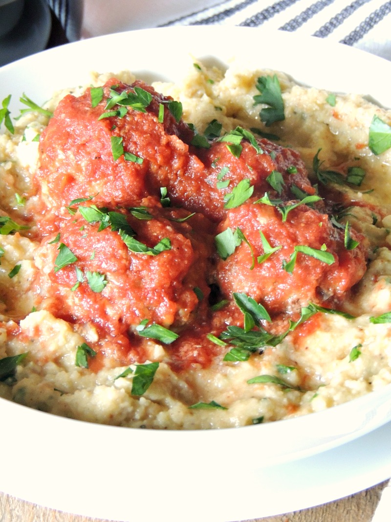 Porcupine Meatballs - A healthier version of the traditional porcupine meatballs, these use brown rice in place of regular white. Serve these delicious meatballs, over a bed of roasted cauliflower mash, for a delicious and nutritious meal from www.bobbiskozykitchen.com