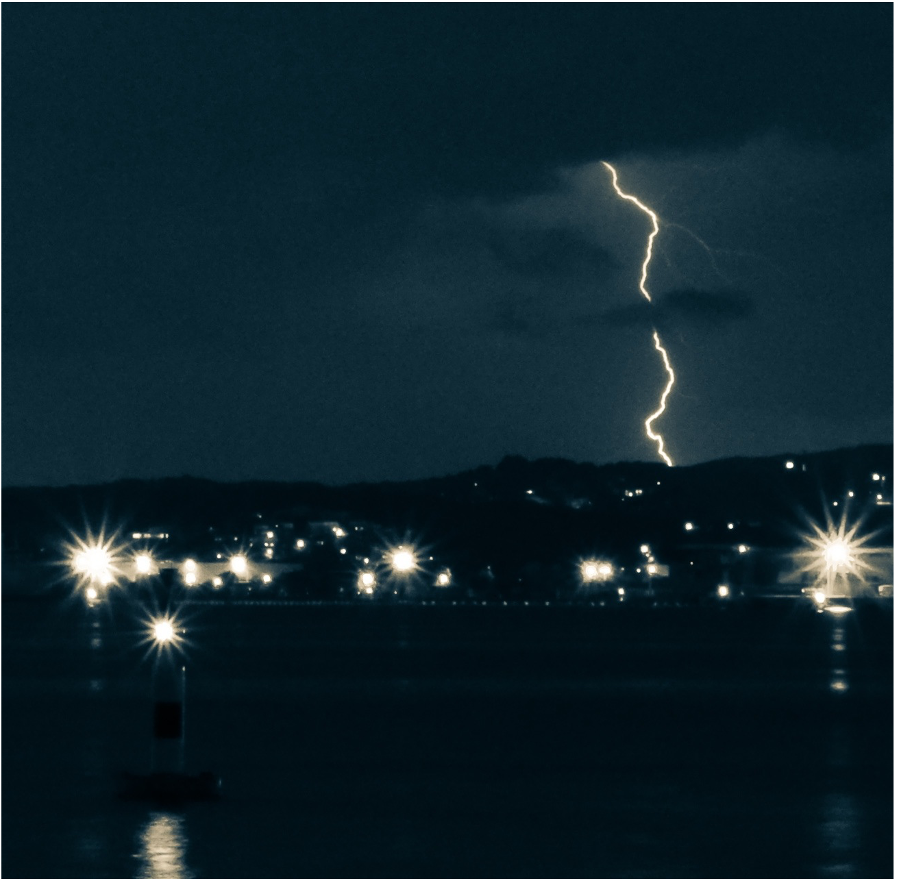 A lightening strike in the night