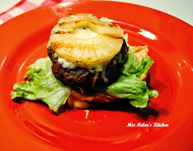 Pineapple Burger with Sriracha Sauce at Miz Helen's Country Cottage