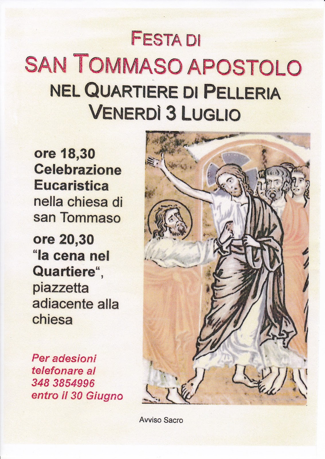 Comunità Parrocchiale Centro Storico Festa di San Tommaso Apostolo Comunità Parrocchiale Centro Storico Festa di San Tommaso Apostolo