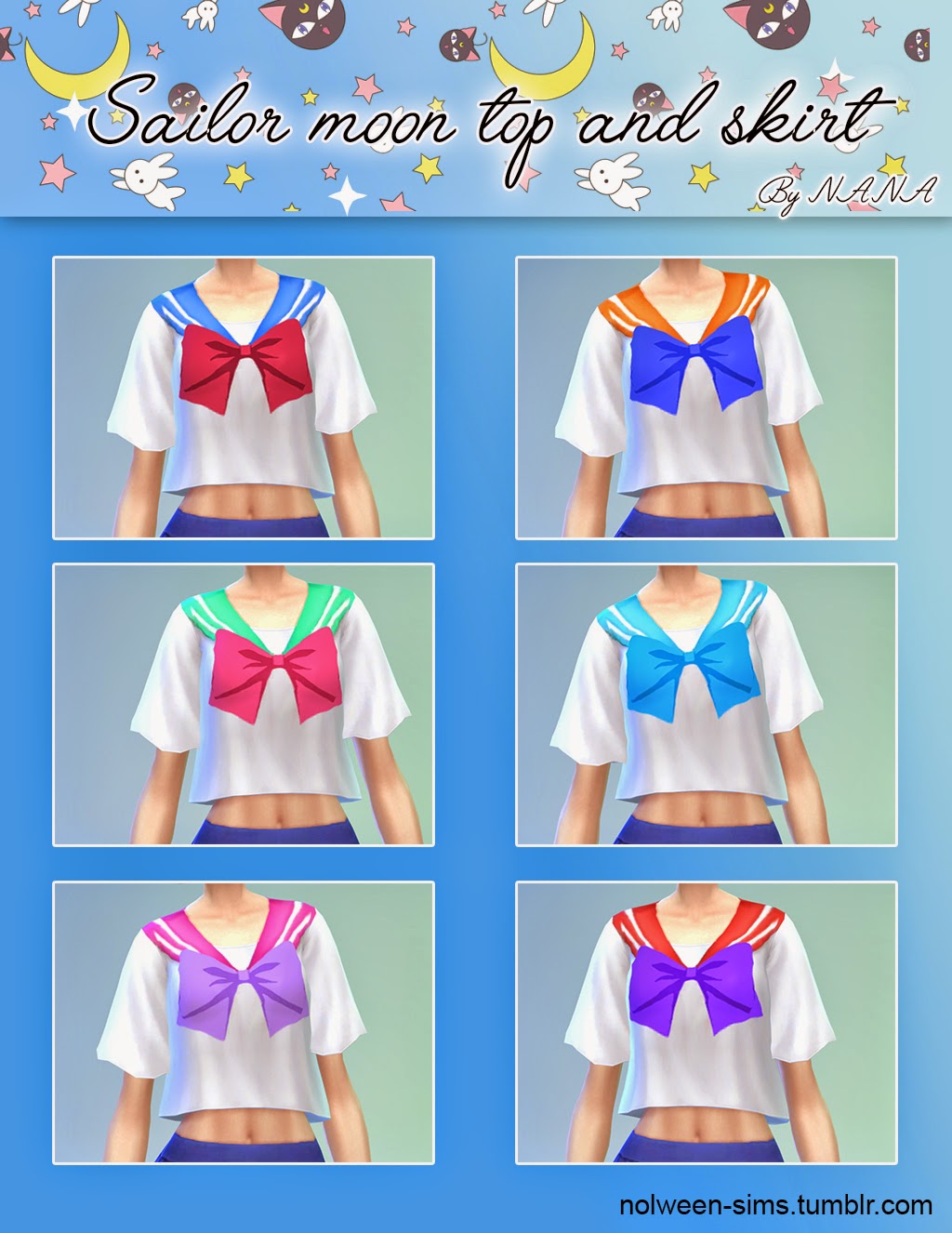 New Sims 4 Blog: Sailor Moon Top and Skirt by Nana.