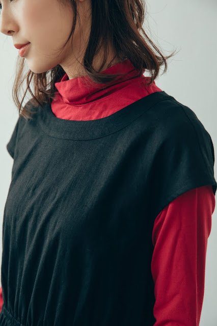 墨水筆日記造型鬆緊洋裝