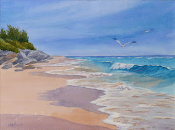 shore bermuda watercolor sand paintings south pink painting seascapes seascape oil beaches water ocean framed archival larger views paper artranked