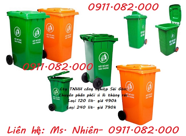 Thùng rác 120 lít 240 lít giá sỉ tại đồng tháp-lh 0911.082.000 Ms. Nhiên (Ảnh 1)