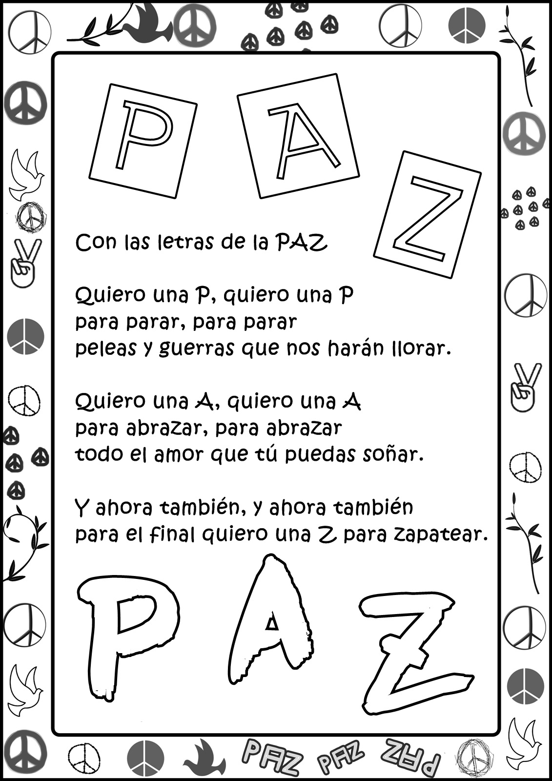 Me acerco a Primaria: La paz tiene tres letras