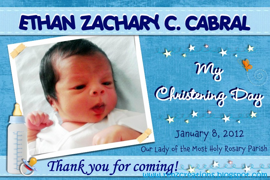 Renz Creations: Invitations and Giveaways: Ethan Zachary's Christening ...