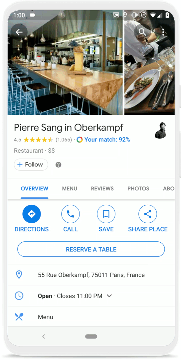 Screen recording on phone checking popular times of restaurant