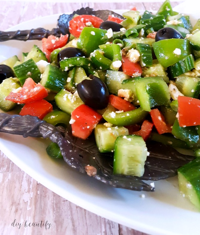 colorful and chunky Greek salad