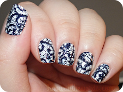 nail avon strips swirled navy stones blues bows