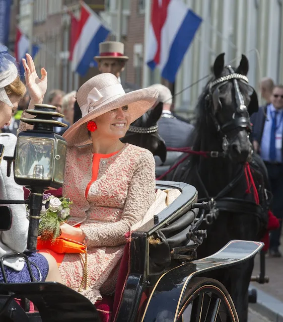 Queen Maxima visit the north west region of Friesland (Noardwest Fryslan). Queen Maxima Natan Dress, New Season, new Collection summer dress