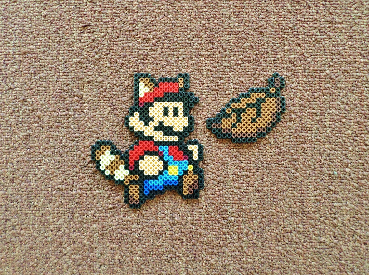 Long Black Fingers Raccoon Mario And Lizard Perler Beads