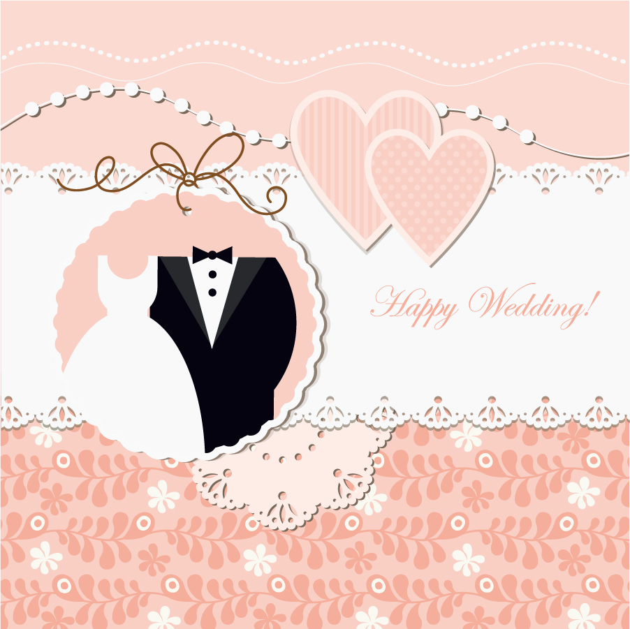 お洒落に飾り付けた結婚招待状の背景 wedding label background イラスト素材
