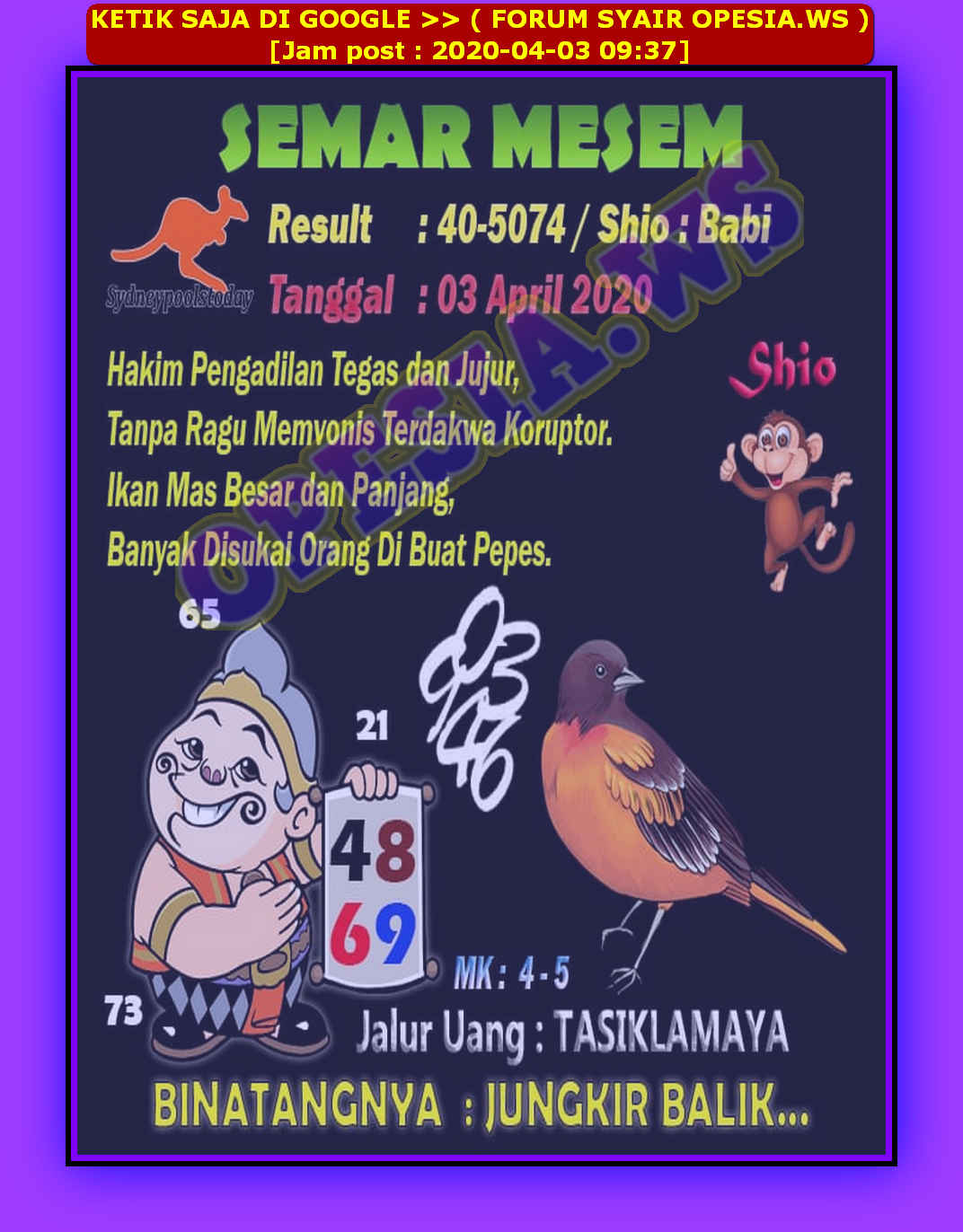 1 New Message Kode Syair Sydney 3 April 2020 Forum Syair Togel Hongkong Singapura Sydney