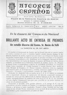Revista Ajedrez Español, nº 30 - Campeonato de España de Ajedrez de 1944 1