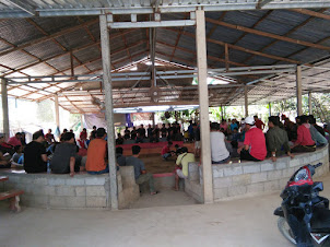 View of legal "COCKFIGHT STADIUM" in Vang Vieng.