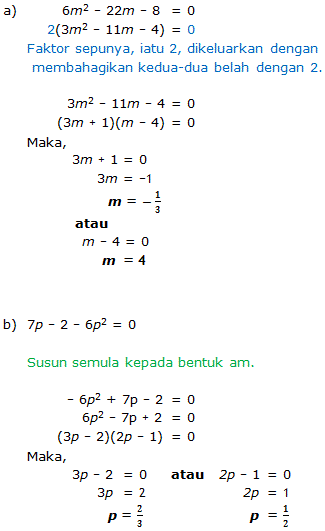 Matematik 4 5 Menentukan Punca Persamaan Kuadratik Menggunakan Kaedah Pemfaktoran