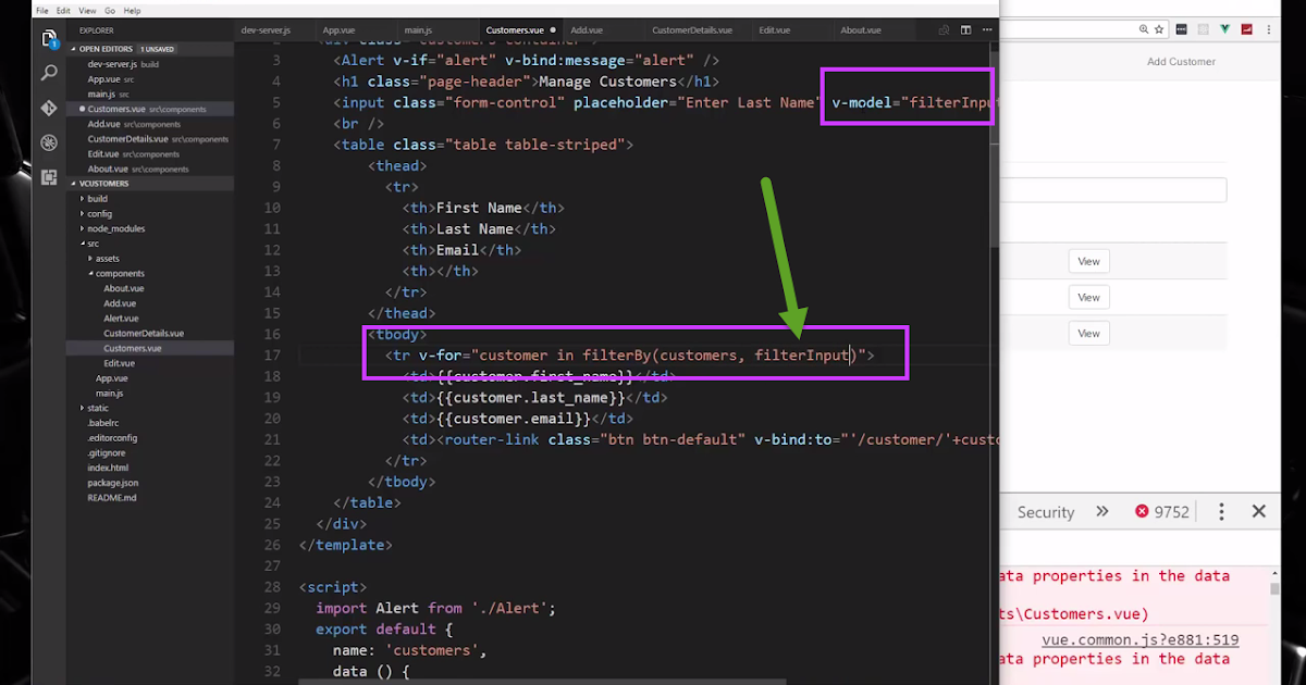 Dimensi TutupBotol Filter Input Sederhana di Vuejs
