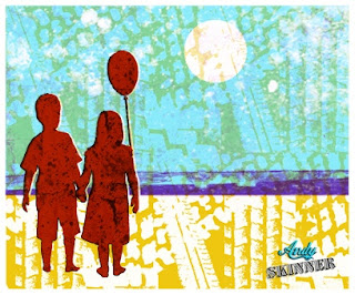 Andy Skinner Stencil and Decoart Traditions acrylic Gelli Plate Print