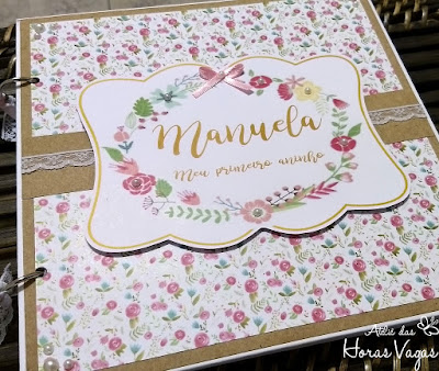 livro de mensagens artesanal personalizado aniversário 1 aninho jardim encantado floral aquarelado boho chic papel kraft álbum decorado fotos menina bebê