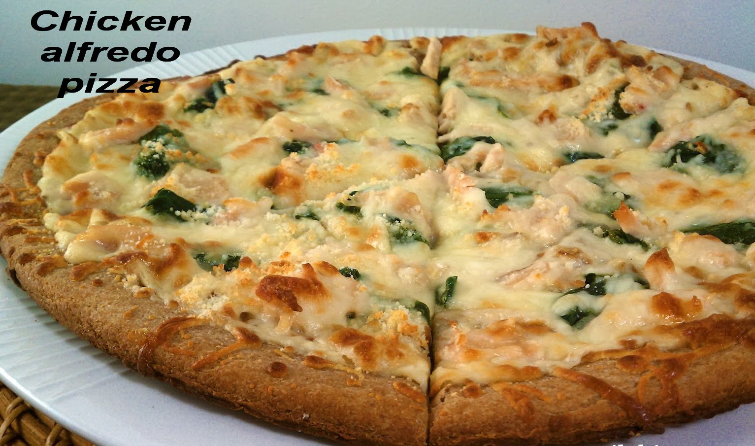 Chicken alfredo pizza Home cooking