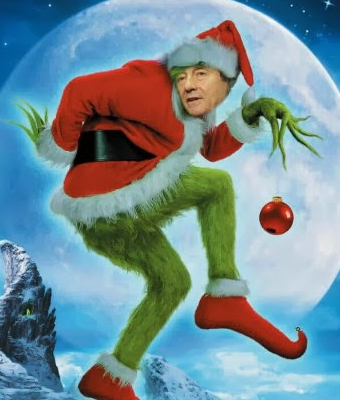 Photograph of The Grinch with the face of International Skating Union President Ottavio Cinquanta