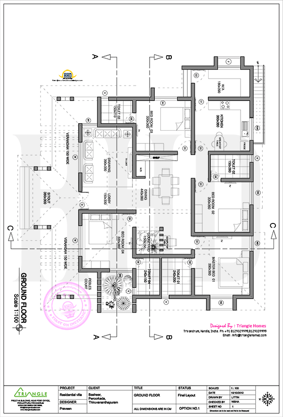 Villa floor plan in Kerala