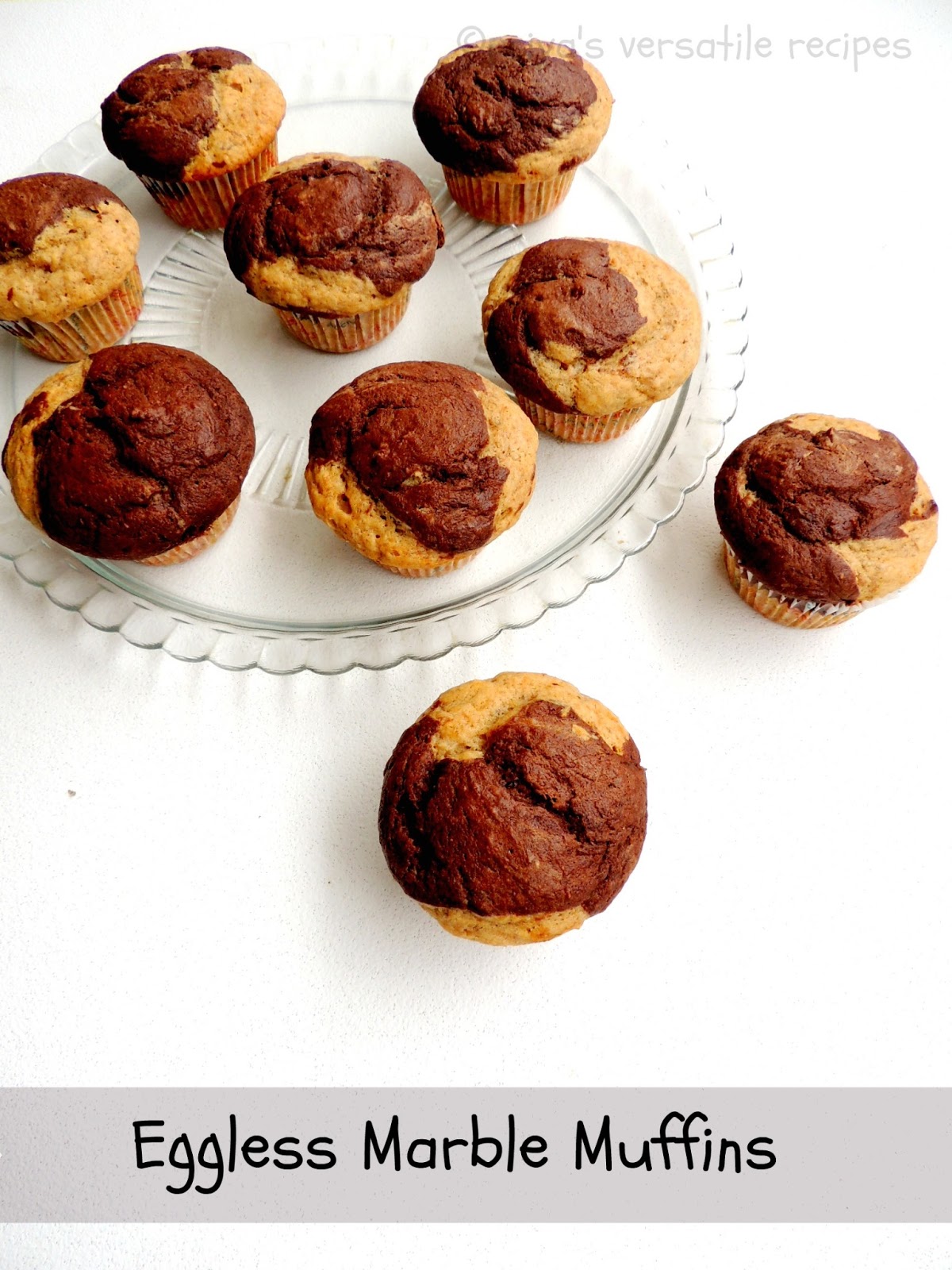 Priya's Versatile Recipes Eggless Marble Muffins