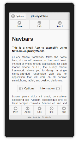 jQueryMobile App using Navbars For Android and BlackBerry        