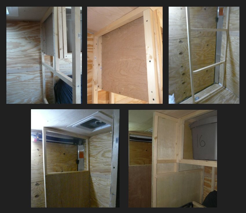 My Stealth Cargo Trailer Bathroom / Shower area & Kitchen Shelving