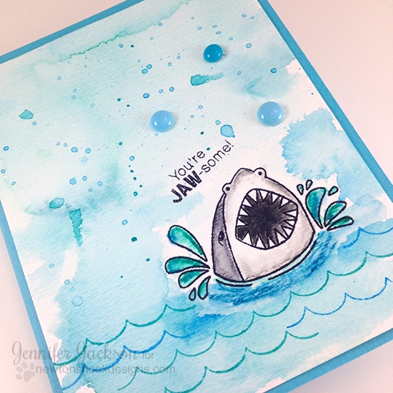 You're Jaw-Some Shark card by Jennifer Jackson | Shark Bites Stamp set by Newton's Nook Designs