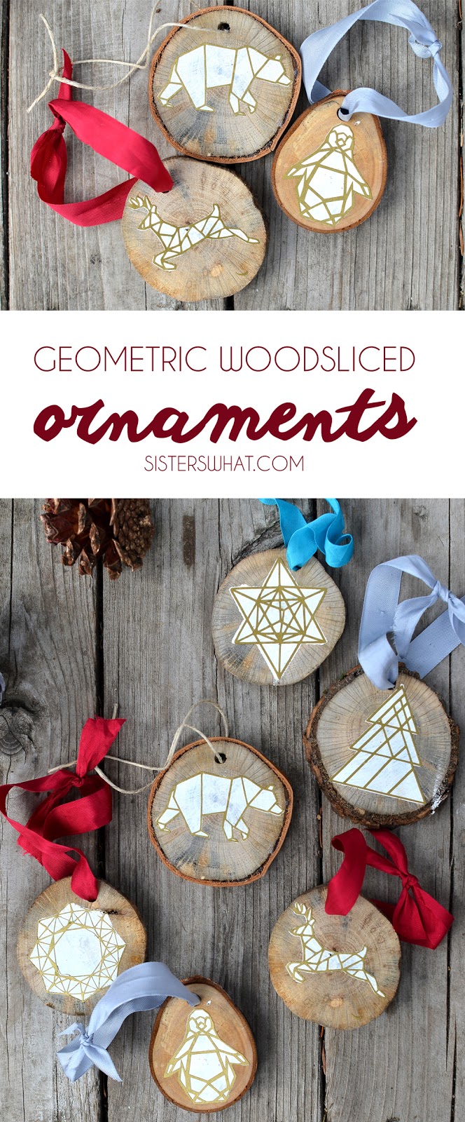 Geometric Wood Sliced Ornaments