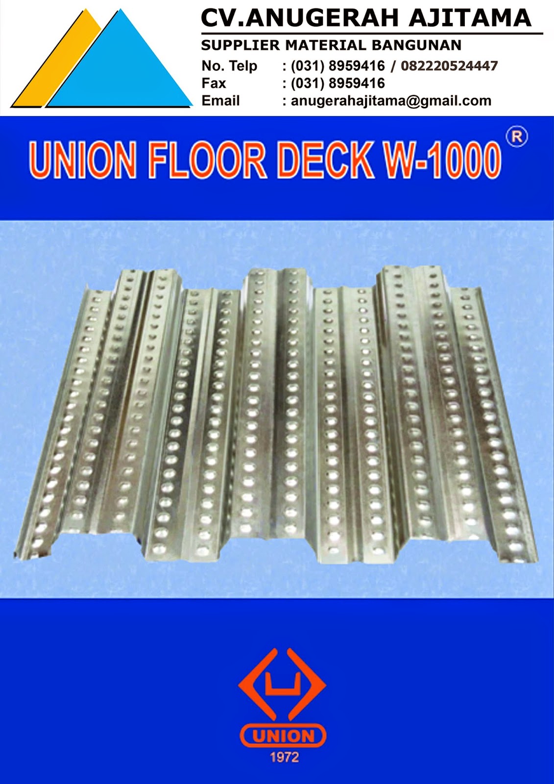JUAL UNION FLOOR DECK W1000 STRUCTURAL DECKING CV. ANUGERAH AJITAMA