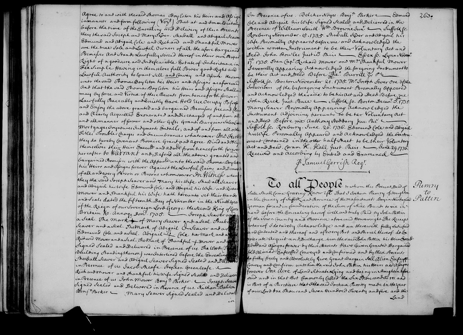 GeneaMusings Amanuensis Monday Deed Records for Joseph Seaver (1672