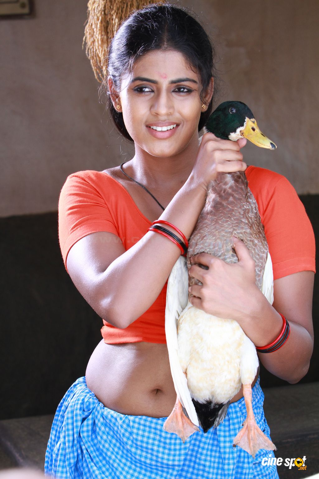 Mallu Actress Iniya Hot Navel Blouse Show In Nagabandham Movie Photos