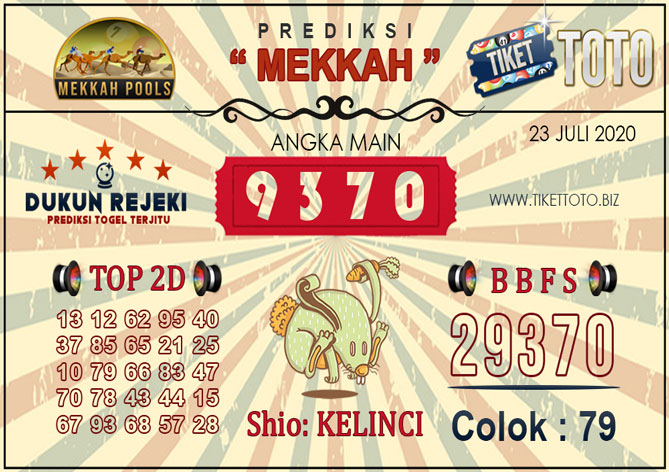 Prediksi Togel MEKKAH TIKETTOTO 23 JULI 2020