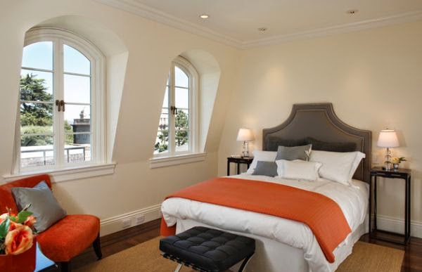 Dormitorios en naranja y gris - Colores en Casa
