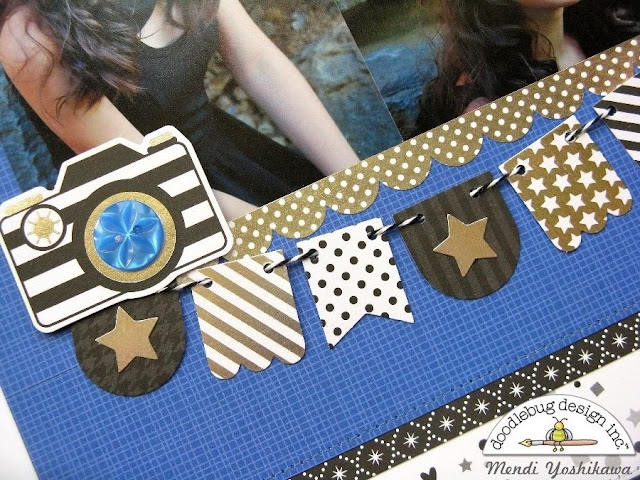 Doodlebug Design Hats Off Graduation Collection used for a Birthday Scrapbook Layout by Mendi Yoshikawa