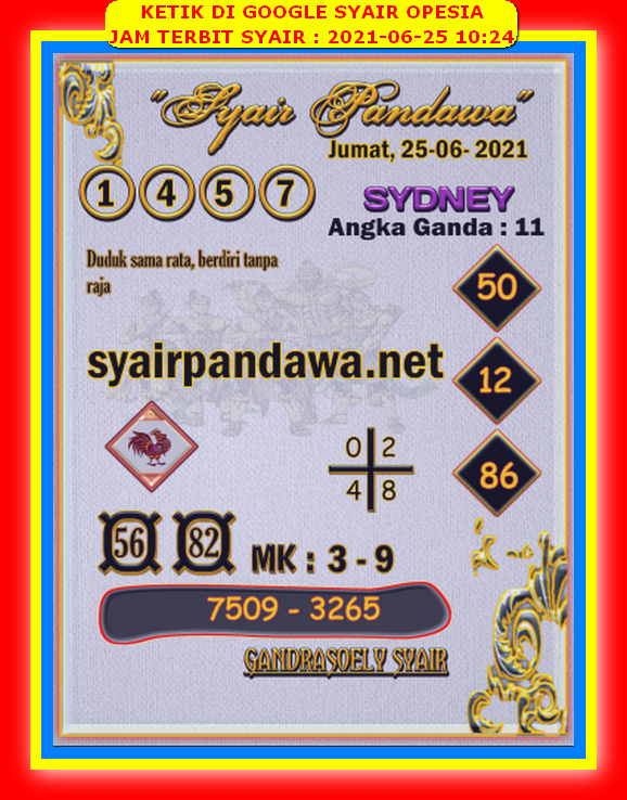 Syair Sdy Hari Ini Jumat 25 Juni 2021 | Opesia Official