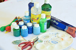 foil painting ocean glue paper preschool paint