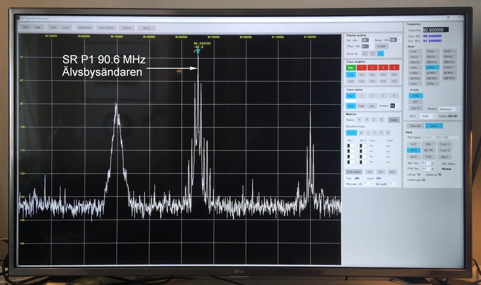 Superbillig spektrumanalysator 10 kHz 2 GHz med SDRplay RSP