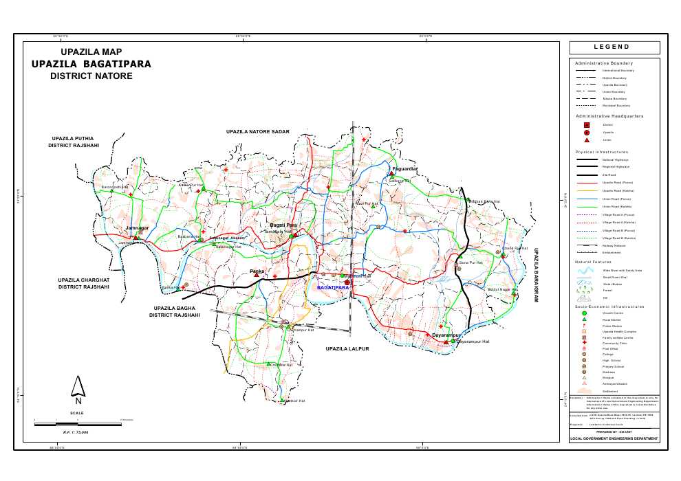 Bagatipara Upazila Map Natore District Bangladesh