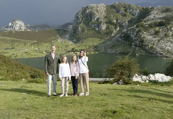 King Felipe VI, Queen Letizia, Infanta Sofia and Crown Princess Leonor visited the Covadonga National Park