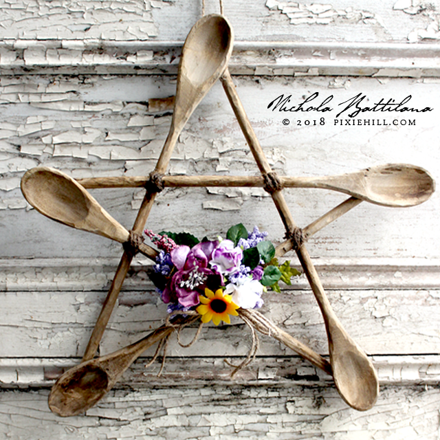 Rustic Spoon Star a Kitchen Witch Pentagram with Tutorial - Nichola Battilana pixiehill.com