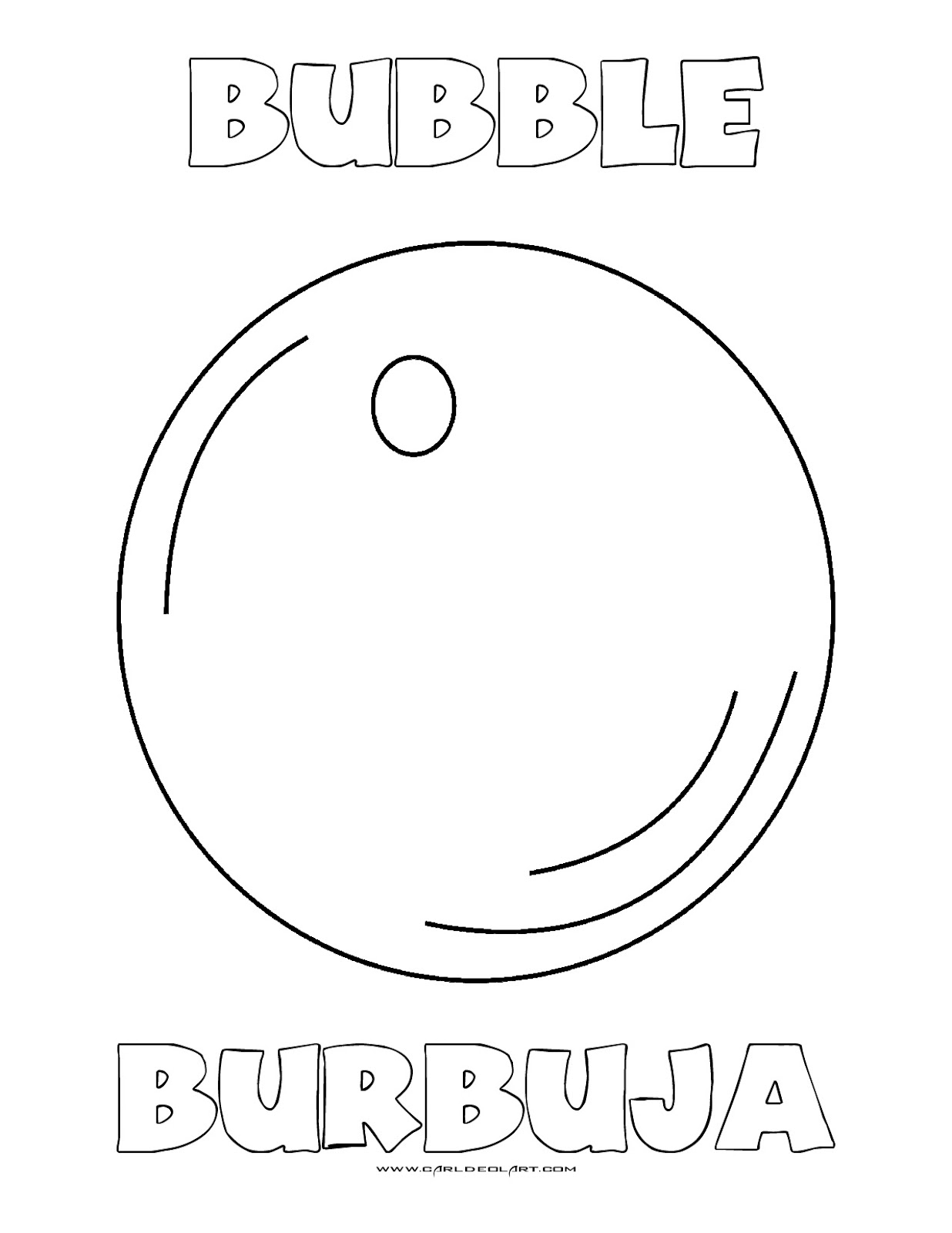 Dibujos Inglés Español con B Burbuja Bubble