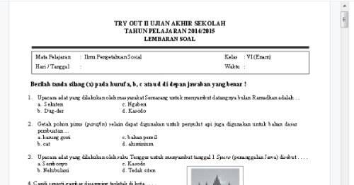 Contoh Kop Soal Ujian Madrasah Ilmusosial Id